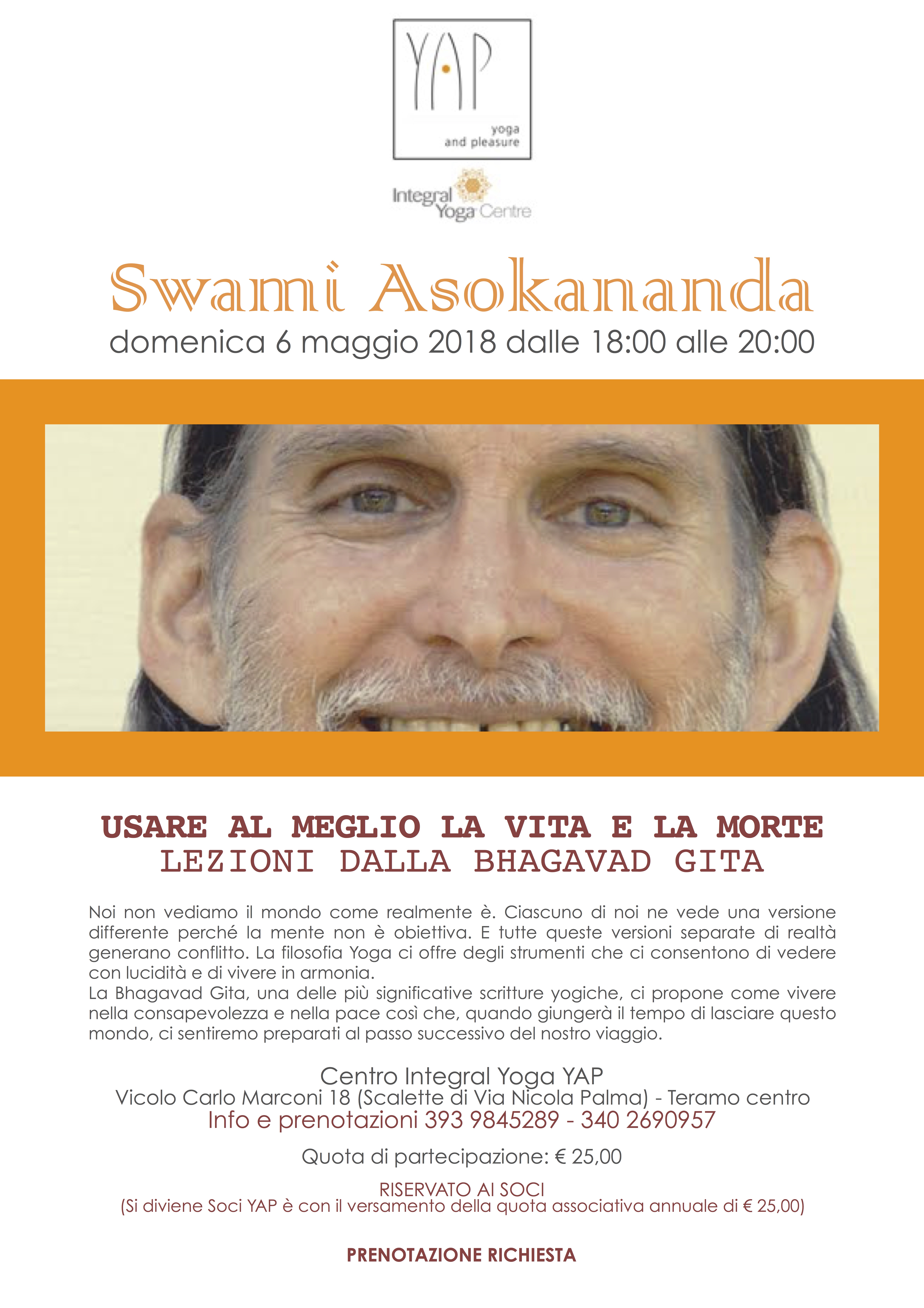 Swami Asokananda: “Usare bene la Vita e la Morte. Lezioni dalla Bhagavad Gita