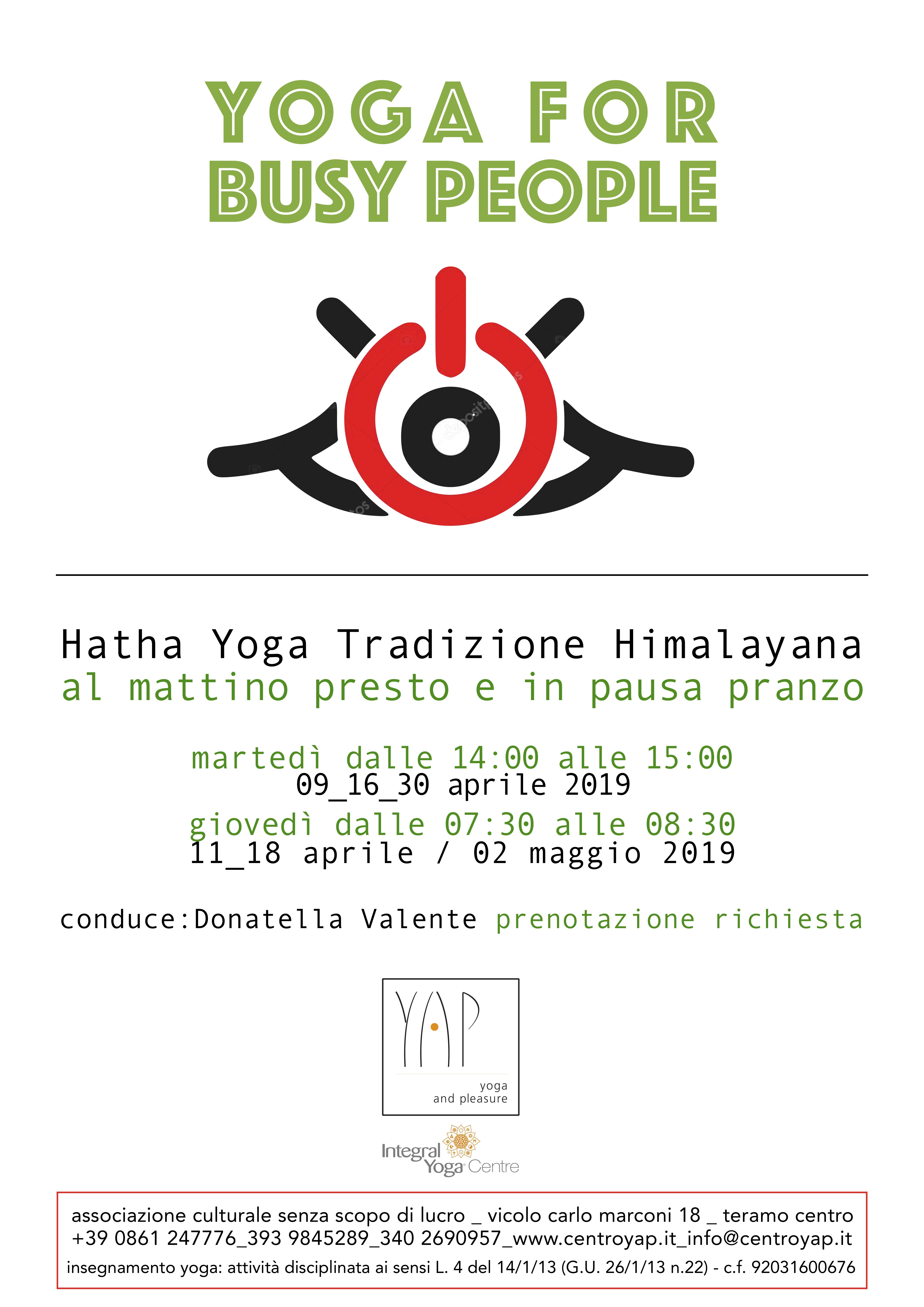 YOGA FOR BUSY PEOPLE la mattino presto e in pausa pranzo